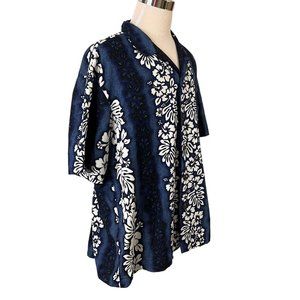 Royal Hawaiian Creations Shirt Size 3XL Blue White Cotton Made in Hawaii USA